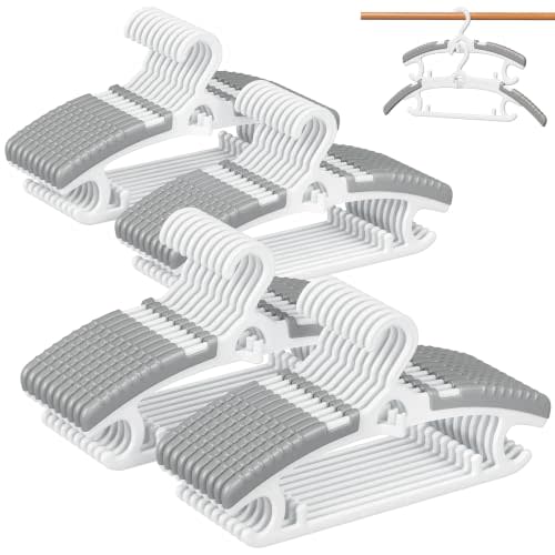 CTIME 40 Pack White Plastic Adjustable Baby Clothes Hangers, 11-14 Inch | Extendable Shoulders,Side Hooks,Stackable Design,40-Pack Set,Non-Slip & Durable,Mini Space-Saving,Crease-Free,Space-Saving