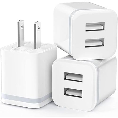 USB Wall Charger, LUOATIP 3-Pack 2.1A 5V Dual Port Cube Power Adapter Plug Block Charging Box Brick for iPhone 14 13 12 11 Pro Max SE XS XR X 8 7 6 6S Plus, Galaxy, LG, Moto, Android Phones