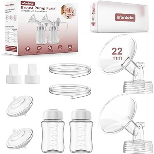 22mm Flange Pump Parts Compatible with Spectra S2/S1/9Plus Replacement Kit, Not Original Spectra S2 S1 Replacement Pump Parts 2 Set Include 22mm Flanges,Duckbill Valve,Backflow Protector,Tube,Bottle