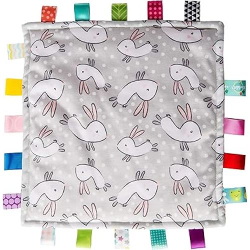 Taggies Lovey for Baby Security Blankets Original Comfy Blanket with Sensory Tags, 12 x 12-Inches, Bunnies