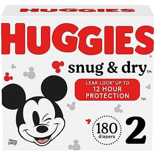 Huggies Snug & Dry Disposable Baby Diapers, Size 2, 180 Count