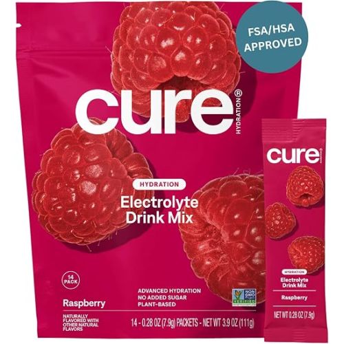 Cure Hydration - Electrolyte Drink Powder Raspberry 14 Packets
