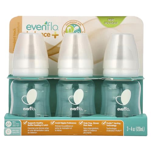 Balance+ Bottles, Standard, 0+ Months, Slow Flow, 3 Bottles, 4 oz (120 ml)
