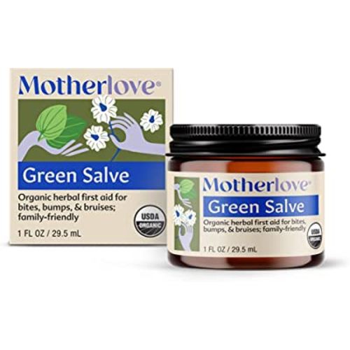 Motherlove Green Salve (1 oz) Family-Friendly Herbal First-Aid Ointment for Bug Bites, Bumps, & Bruises—USDA Certified Organic