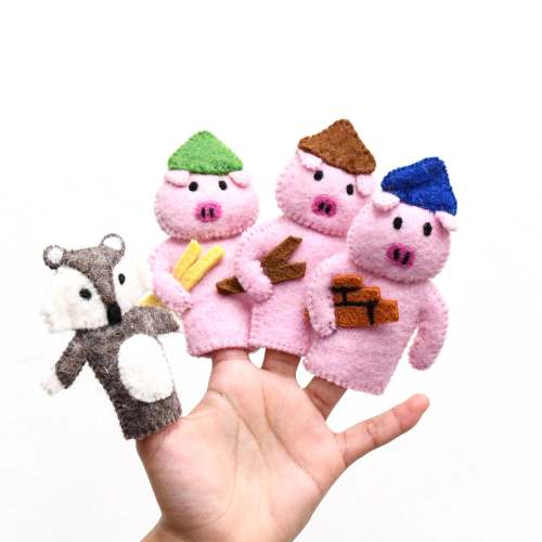The Three Little Pigs Felt Finger Puppet Set