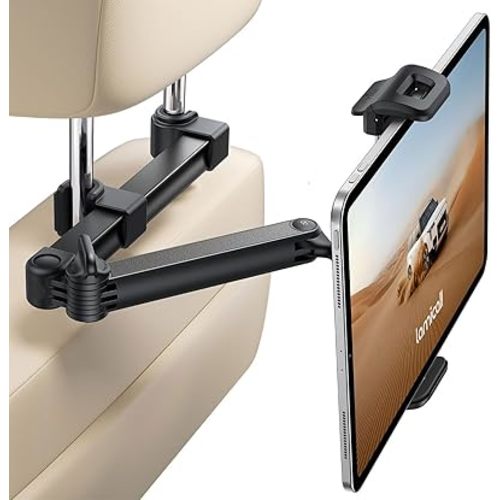 Lamicall Car Headrest Tablet Holder - [Foldable Clip] [Lockable] Tablet Mount for Car Backseat, Car Accessories for Kids, for iPad Pro, Air, Mini, Galaxy Tab, Fire HD, 5.4-13" Tablets, Mother's Day