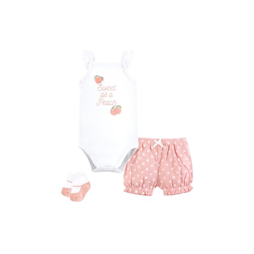 Coordinated Bodysuit Outfit with Shorts and Socks, 3-6M