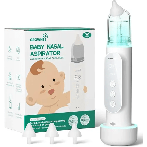 GROWNSY Nasal Aspirator for Baby, Upgraded 5 Suction Levels Baby Nose Sucker, IPX7 Waterproof Electric Nose Suction for Baby, Booger Sucker for Toddlers with Automatic Cleaning &Music &Light Functions