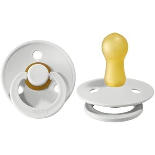 BIBS Pacifiers Colour Collection | Natural Rubber Baby Pacifier | Set of 2 BPA-Free Soothers | Made in Denmark | 0+ Months (Pack of 2) | Haze