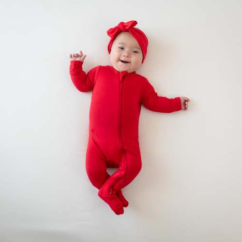 Zippered Footie in Cardinal – Kyte Baby