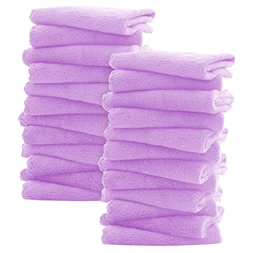 Sunny zzzZZ Ultra Soft 24 Pack Baby Washcloths - 10x10 Inches - Coral Fleece Extra Absorbent Wash Clothes for Babies, Infants and Toddlers - Sensitive Skin and Newborn - Ideal Baby - Violet Purple