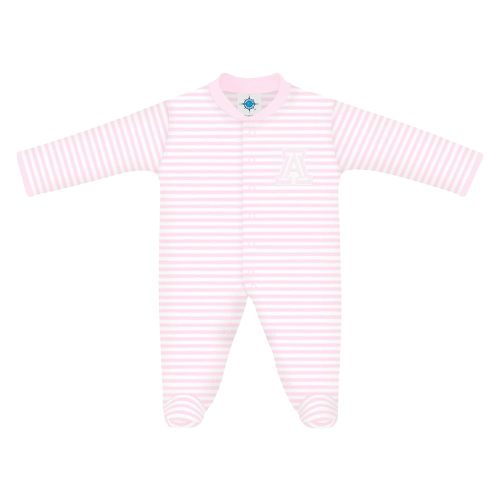 Creative Knitwear College Baby Striped Footed Romper - Team Logo, Multiple Colors, for Boys & Girls (0-9 Months)