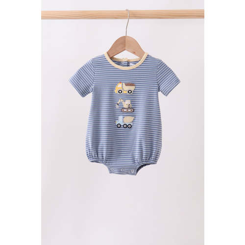 Blue stripe truck embroidery bubble