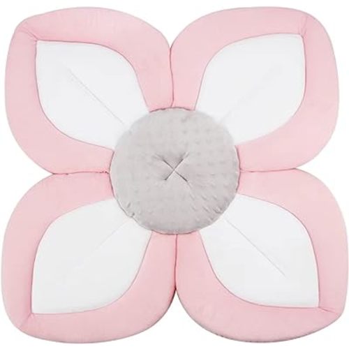 PandaEar Baby Bath Pad for Infant Newborn | Soft Flower Petals for Sink Bathtub Essentials Shower Gift -Pink