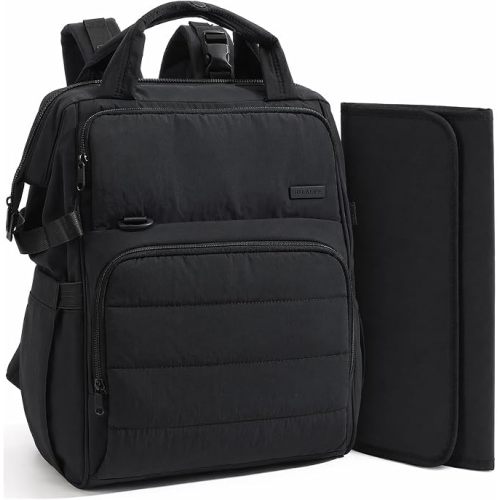 BELALIFE Backpack Diaper Bag with Changing Pad, Baby Care Organizer | Diaper backpack for Moms and Dads, with insulated bottle pockets and stroller straps for baby travel essentials, Black
