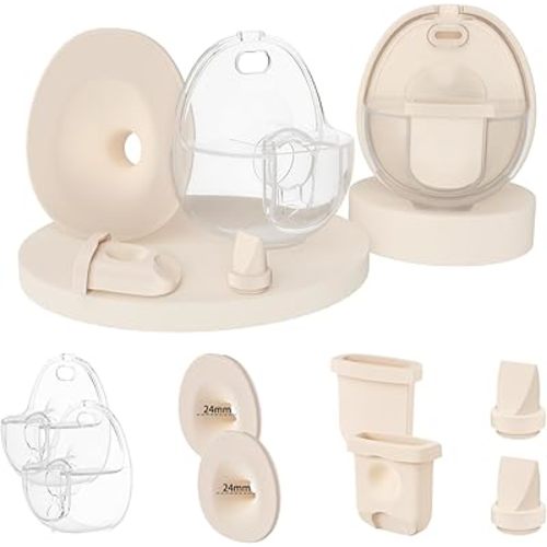 2 Sets Breast Pump Part Kits with 24mm Non-Heated Flange Compatible with eufy S1 Pro/S1/E20, Not for E20 Model, Fit for eufy Breast Pump Replacement Parts, Diaphragms, Valve, Collector, Flange
