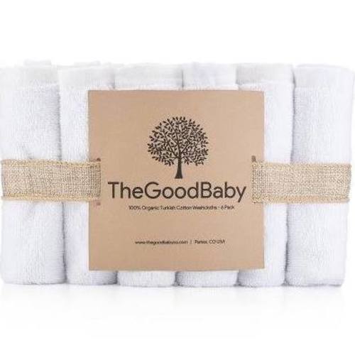 100% Organic Turkish Cotton Baby Washcloths by The Good Baby - 6 Pack