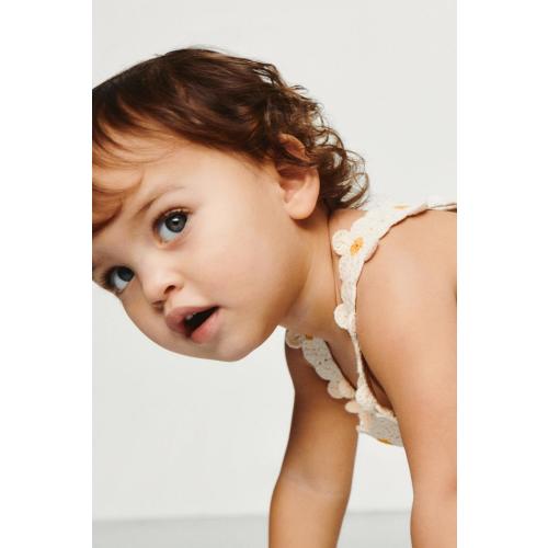 PLAIN CROCHET DAISY ROMPER - Ecru | ZARA United States