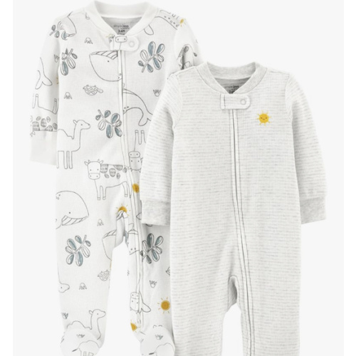 Simple Joys by Carter's unisex-baby 2-way Zip Thermal Footed Sleep and Play, Pack of 2