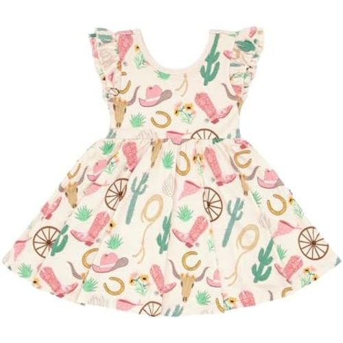 Little Sleepies Short Sleeve Twirl Dress for Toddler Girls - Soft Viscose from Bamboo - Little Girl Dresses w/Pockets