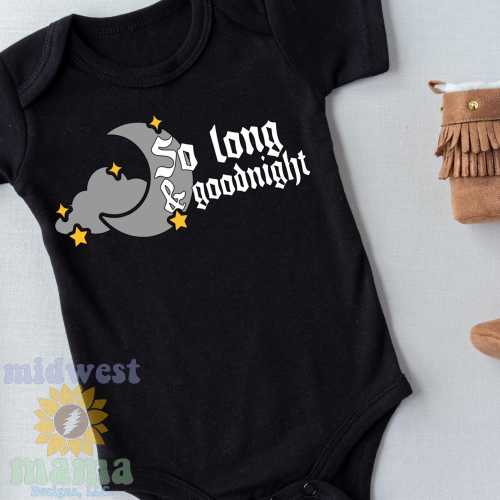 Infant Sized 'So Long and Goodnight' EMO lyrics Bodysuit in Black