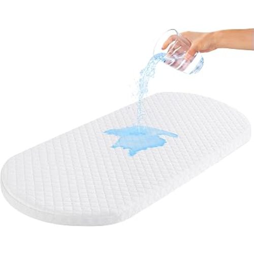 Pro Goleem Baby Bassinet Mattress, Breathable Waterproof Soft Cover, Premium Foam, Compatible with Dream On Me Lacy Portable 2-in-1, Oval 30"x15" Cradle Pad
