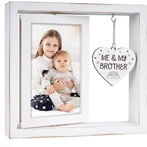 Me and My Brother Picture Frame, Big Brother Gift, Baby Boy Gifts, Big Sister Gift, Sibling Keepsake, Newborn Boy, Gender Neutral Nursery Decor Vintage Style Rotating Photo Frame 4x6