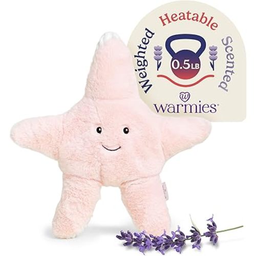 warmies Junior Microwavable & Weighted Stuffed Animals, Starfish - Heated Stuffed Animal Plushie for Warmth & Comfort - Cute Soft Plush Toys for Adults & Children (Boys, Girls, Babies & Toddlers)
