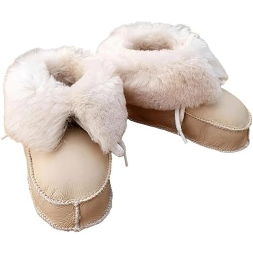 Handmade Cream Leather Baby Booties – Soft, Cozy Warmth for Little Feet