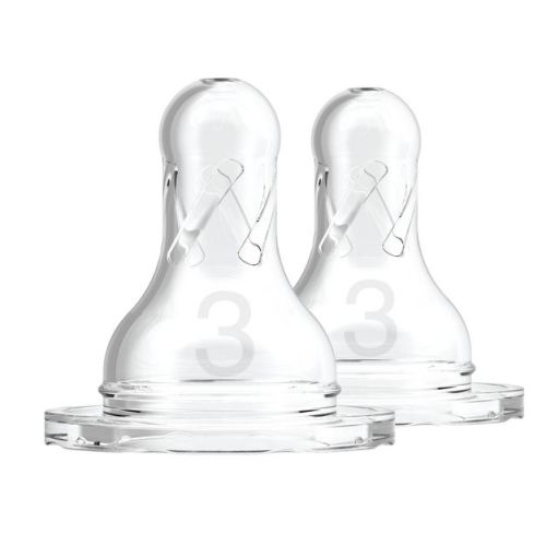 Dr. Brown's Narrow Baby Bottle Nipples - Level 3 - Medium Fast Flow - 6 Months+ - 2pk