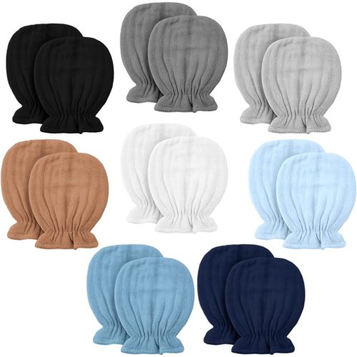 Newborn Baby Muslin Mittens 0-6 Months No Scratch Elastic Wrist Soft Breathable Gloves Bulk Cotton for Infant