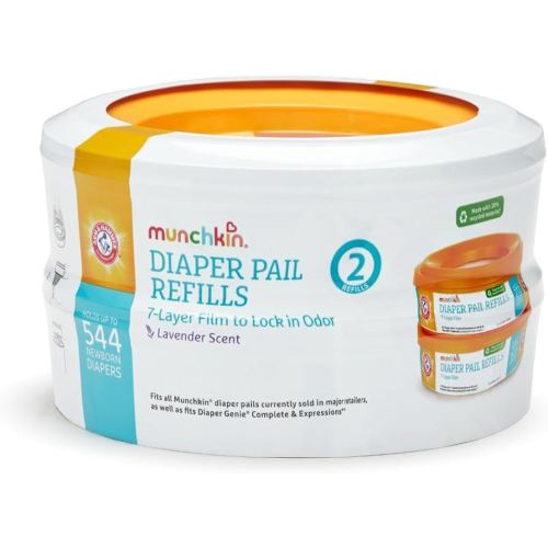 Munchkin® Arm & Hammer Diaper Pail Refill Rings, Holds up to 544 Newborn Diapers, 2 Pack