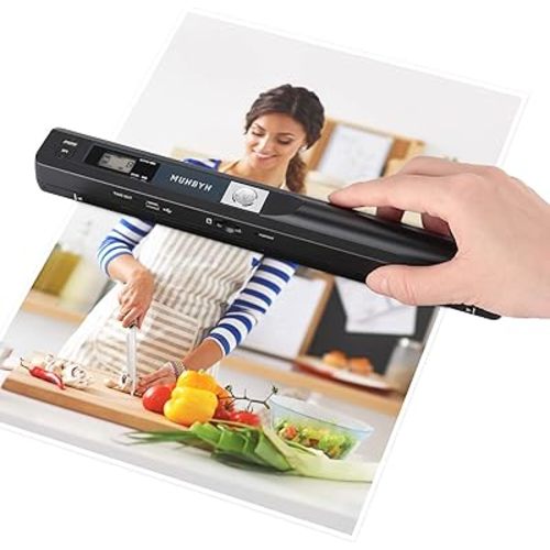 MUNBYN Portable Scanner, 900 DPI Photo Scanner for A4 Documents & Pictures, Wand Reader with 16G SD Card, Flat Scanning, USB Transfer to PC/Laptop, No Driver Required (Black)