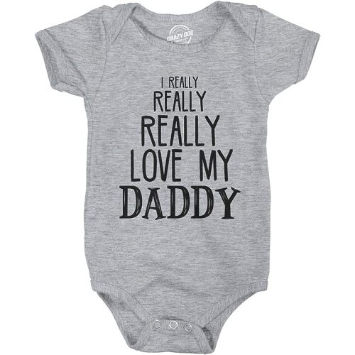 Amazon.com: I Really Really Love My Daddy Cute Fathers Day Funny Baby Shirt Newborn Gift Crazy Dog Novelty Infant Rompers Perfect Birthday or Father's Day Gift for Dad Soft Comfortable Funn Light Heather Grey 0-3: Clothing, Shoes & Jewelry
