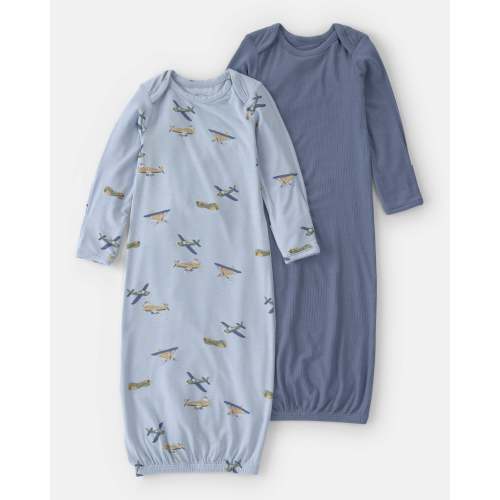 Carter's | Baby Boy 2-Pack Plane PurelySoft Sleeper Gowns - Blue | Size 3M