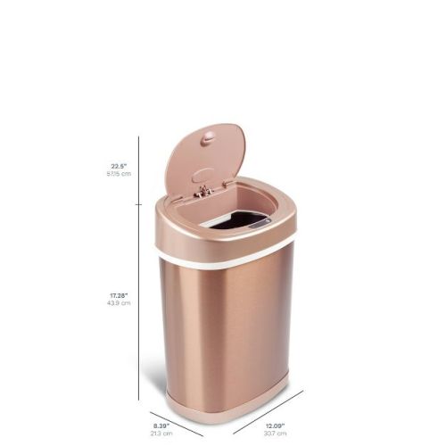 Nine Stars 4.0gal/15L Motion Sensor Trash Can Gold: Stainless Steel, Quiet Lid, Fingerprint-Resistant, Indoor, Kitchen Use