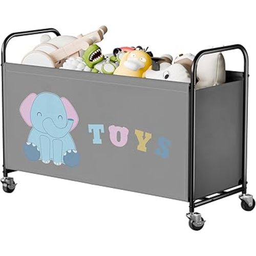 GRANNY SAYS Toy Box for Boys Girls, Extra Large Toy Chest Storage with Wheels, Metal Kids Toy Storage Organizer for Living Room Storage, 135L Toy Bins for Kids Organizer Stuffed Animals, Grey