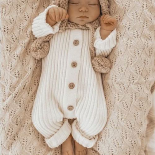 Little B's Chunky Rib Baby Jumpsuit - Milk