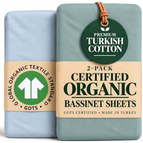 Organic Bassinet Sheets 33x20 for HARPPA Cuddly 3-in-1, BabyBond, GROWNSY | Fits Newton, BabyBond, GROWNSY 5in1, Dream On Me Palm & Skylar. Not for the HARPPA Cuddly Sway