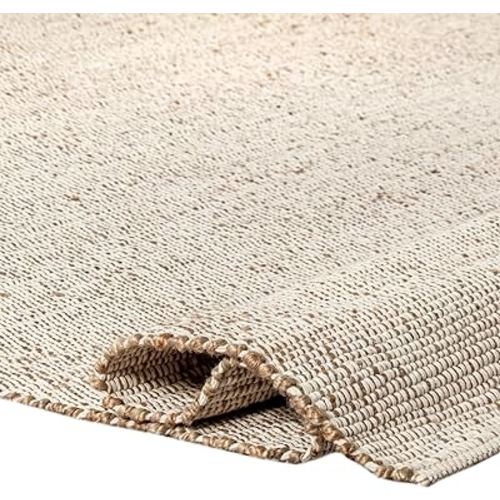S & L Homes Jute Cotton Hand Woven Natural Farmhouse Area Rug for Living Room - Rustic Vintage Bohemian Décor - (5' x 8' Natural)