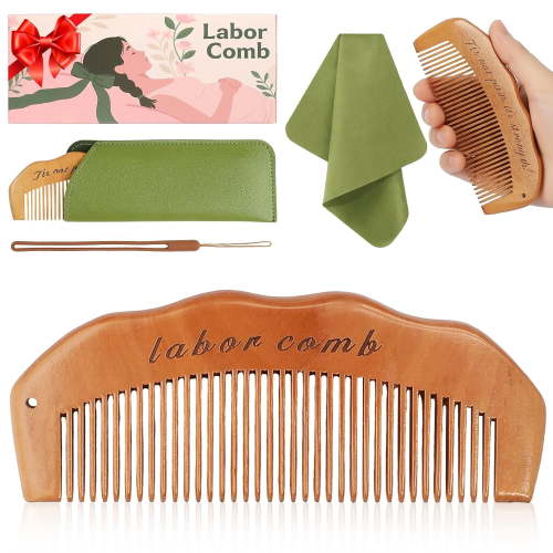 Birth Comb for Labor Pain, Natural Wooden Labor Combs for Women Pregnancy, pregnancy hospital bag essentials＆Delivery Essentials, Baby Comb ＆ Shower Comb for New Mom Gifts
