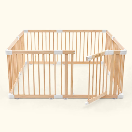 HARPPA Wooden Baby Gate Playpen | Non-Toxic Foldable DIY Adjustable Play Yard for Infants & Toddlers – Natural Finish Baby Fence for Small & Large Spaces