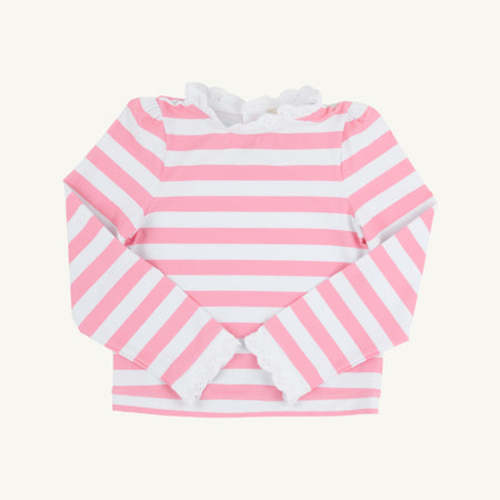 Winnie's Wave Spotter Swim Shirt (UPF 35+) - Caicos Cabana Stripe (Hamptons Hot Pink) with Worth Avenue White