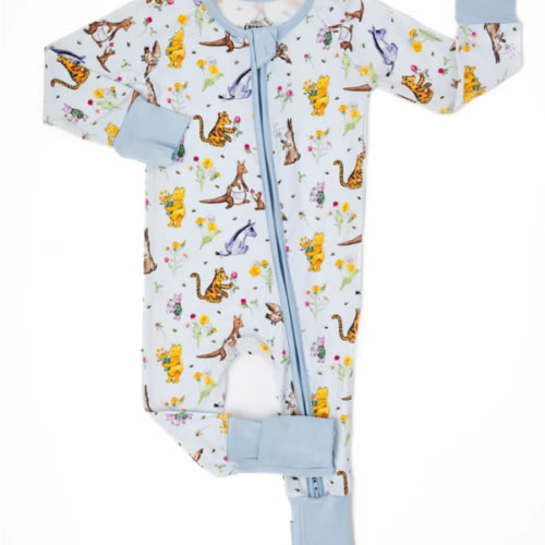 Winnie-the-Pooh in Bloom Bamboo Zippered Sleeper – Little Crowns & Capes