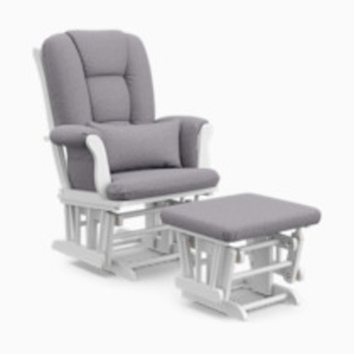 Storkcraft Tuscany Glider and Ottoman - White/Gray Swirl