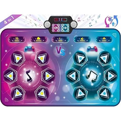 Dance Mat Toy Gift for Kids ages 3-12, Dancing Music Playmat with 12 Key, Large Size (59*38 in), Double User Challenge Game Christmas Birthday Gift for Girls Boys 5 6 7 8 9 10 11 12 Year Old