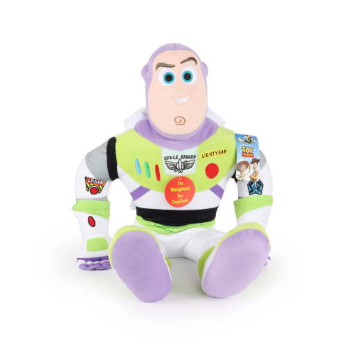 Toy Story Buzz Lightyear Kids Decorative Weighted Pillow Buddy, Polyester Velboa, Green & Purple, Disney