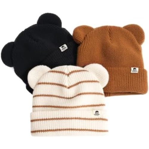 FURTALK Baby Beanie with Bear Ear Warm Knit Winter Hat for Infant Toddlers