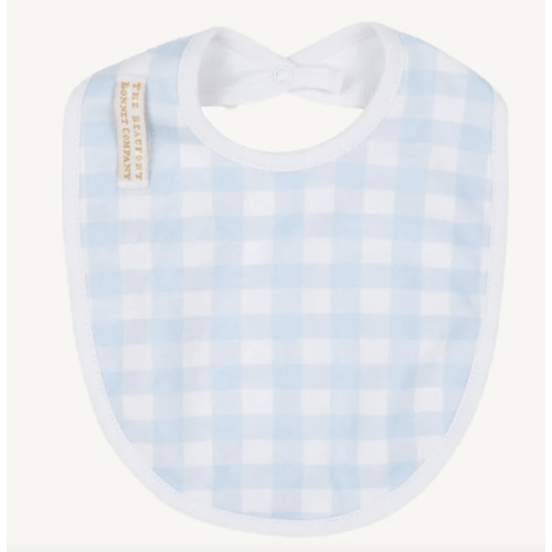 Burp Me Bib - Buckhead Blue Gingham with Worth Avenue White