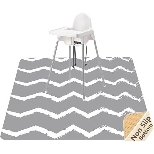 Large Splat Mat for Under High Chair/Arts/Crafts, WOMUMON Washable, Waterproof, Non Slip, Portable Floor Protector for Baby, Kids, Durable Spill, Splash Mat for Pet
